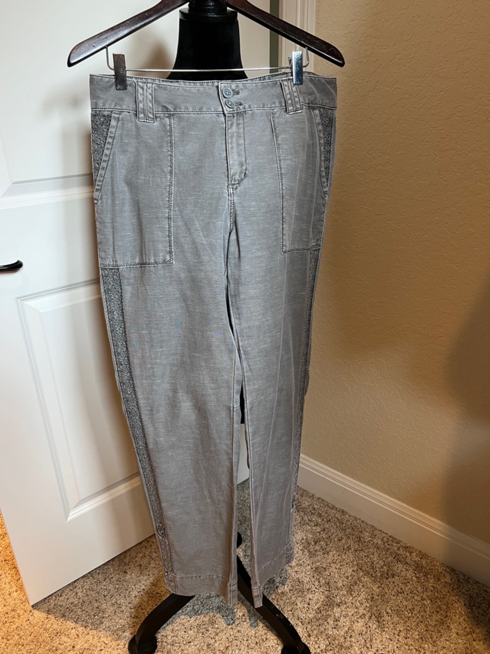 SUNDANCE Gray Organia Lace Roll Up Pant - Picture 3 of 11
